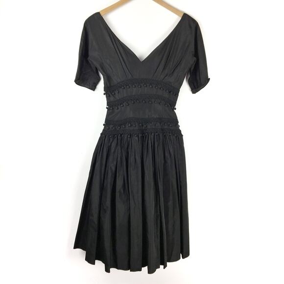 Vintage Suzy Perette black tafetta party dress fit and flare size XS/S - Picture 9 of 10
